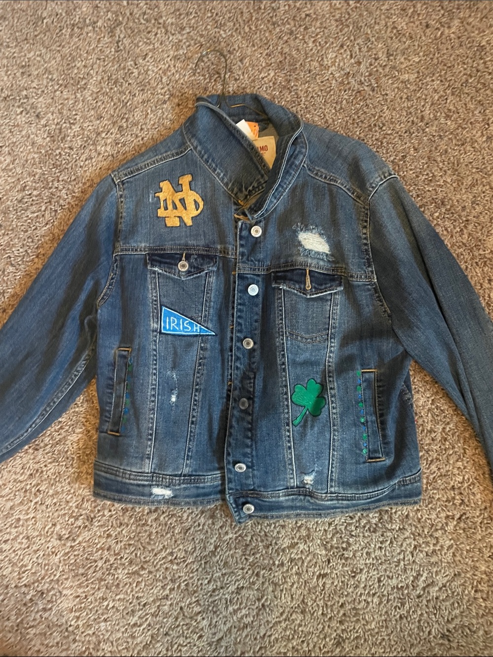 Hand painted Notre Dame Jean jacket